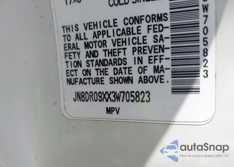 2003 Nissan Pathfinder Le из США, поврежденный, VIN JN8DR09XX3W705823